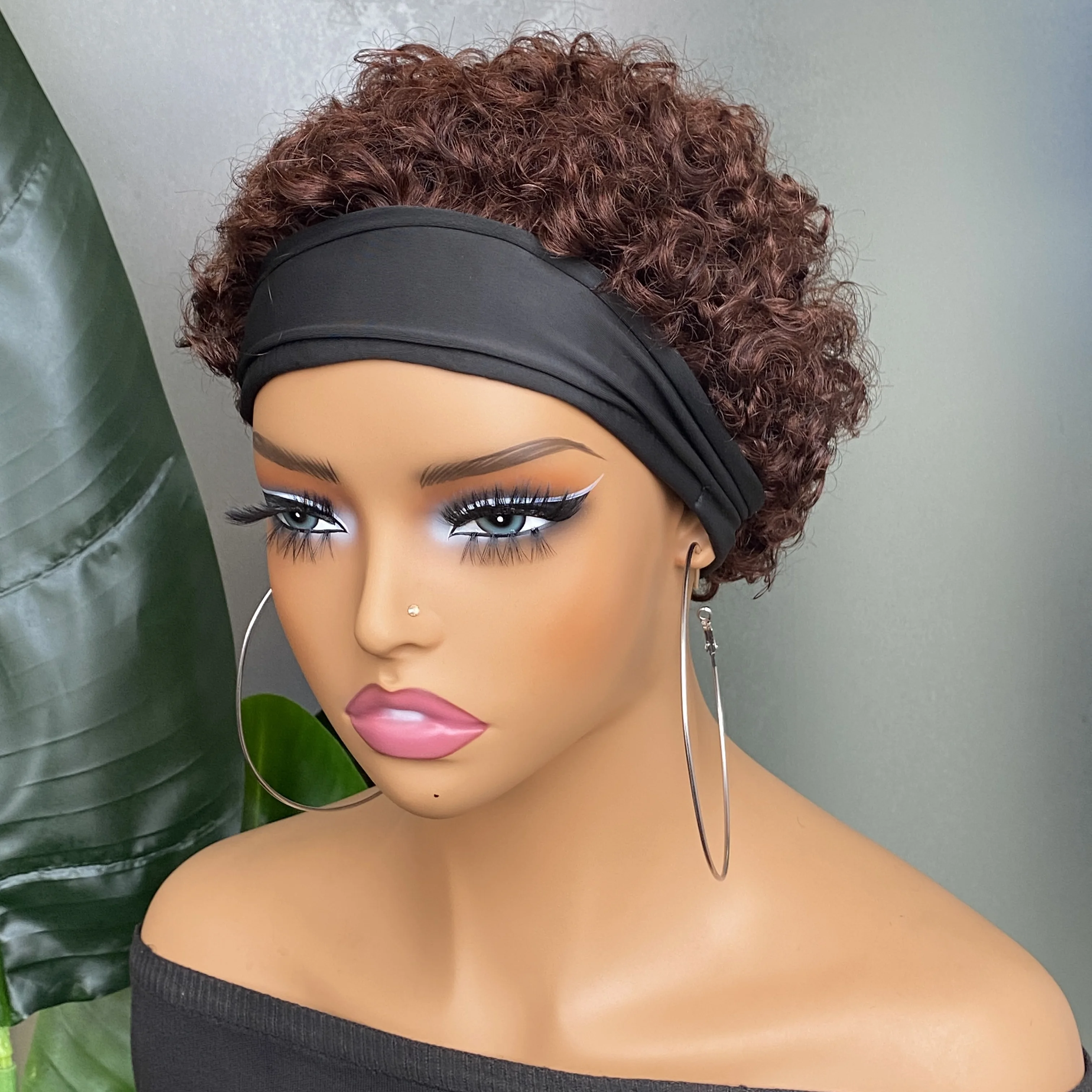 

Оптовая цена: Короткий парик из натуральных волос Реми, кудрявый, стрижка пикси, машинное изготовление, с повязкой на голову