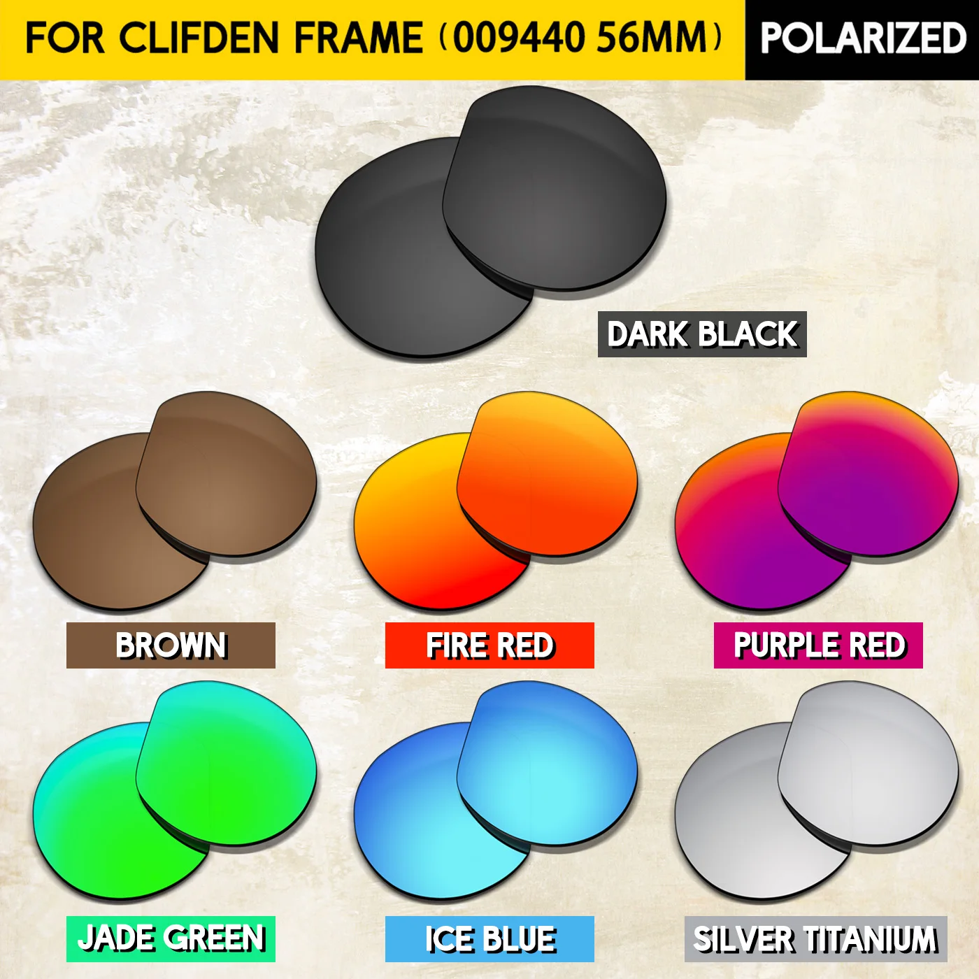 Thickness of 1.5MM Polarized Replacement Lenses & Blinder & Nosepads for Oakley Clifden OO9440 56mm Sunglasses-Multi Colors