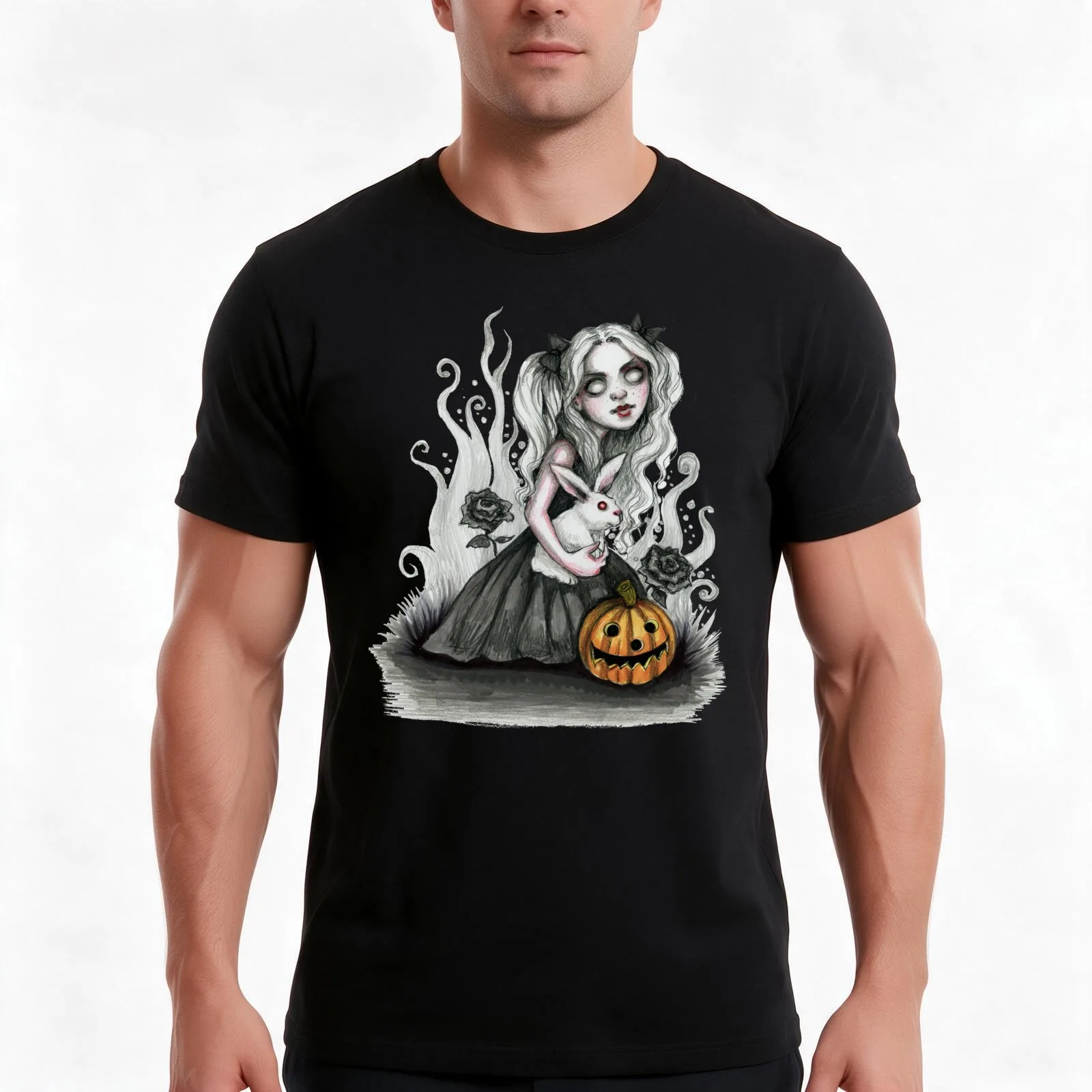 Tris and Fuzzy the Rabbit T-Shirt, Summer Casual Cotton Tee, Oversized Streetwear Tops, Vintage Graphic Print, Unisex Men Women