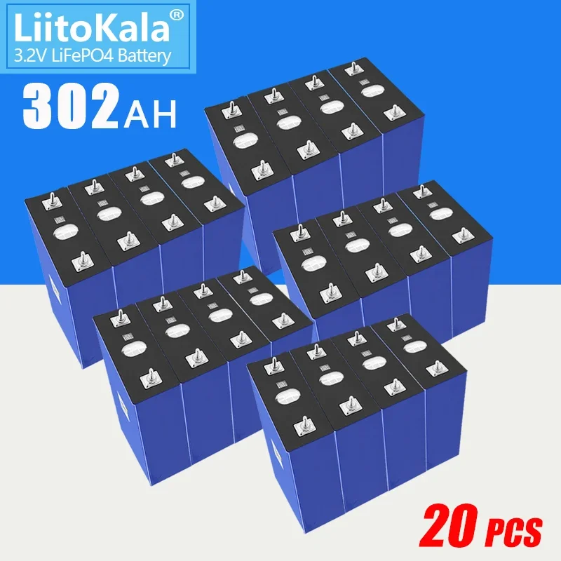 

20PCS 3.2V 302Ah Lifepo4 Battery LFP Cells Grade A 12V 24V 310A Rechargeable Battery Pack Deep Cycles With Busbars for Golf Cart