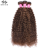 UNICE Hair TL412 Blonde Highlight Curly Hair Bundles 1/3/4 PCS Deal Pre Colored Human Hair Bundles Sew In Weaves Extentions