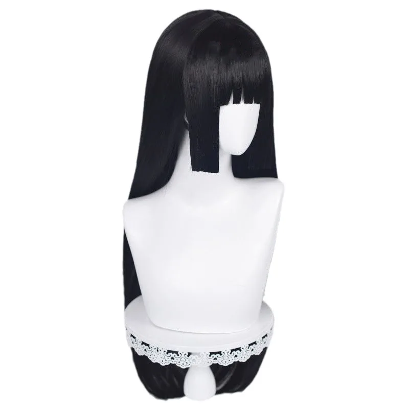 Synthetic Long Straight Black Wig Inspired By Elegant Cosplay Girl Character, Heat Resistant Fiber, Costume Party Hair, Factory