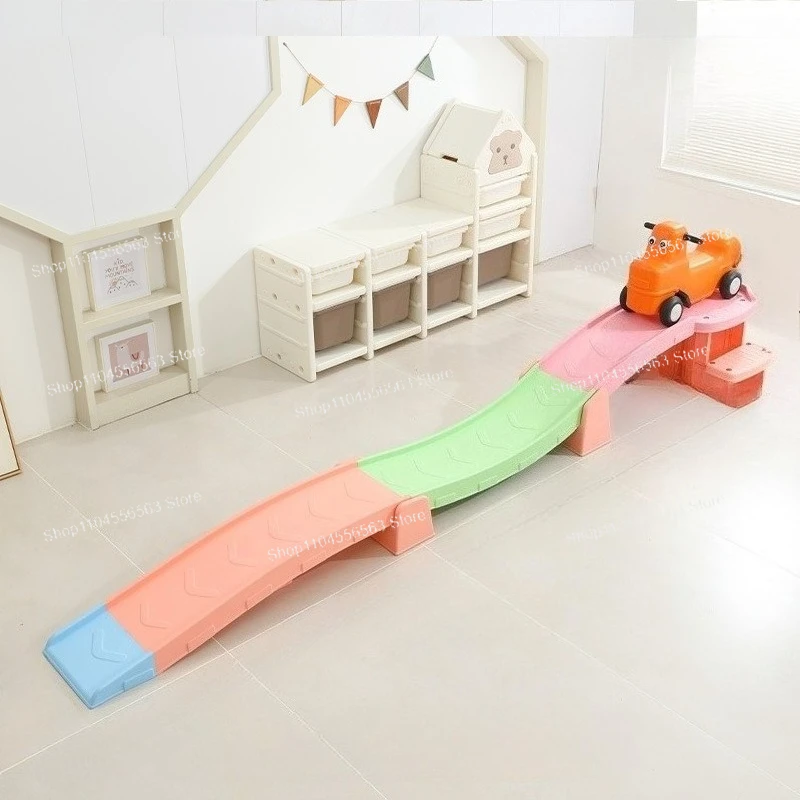 Kids Plastic Roller Coaster Toy 3-Section Linked Cars Slide Track Play Set for Children