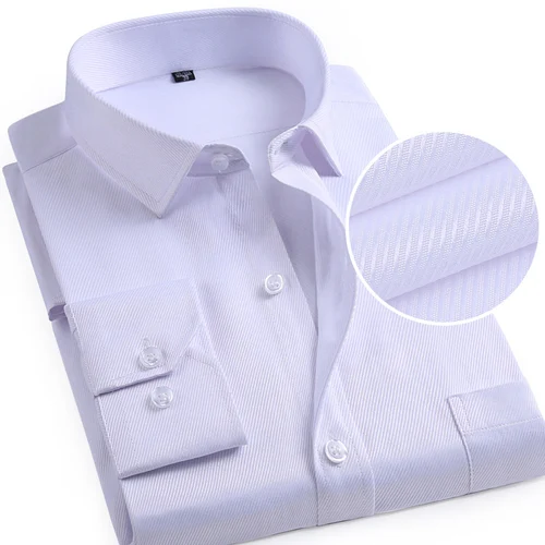 Camisas de vestir clásicas de manga larga para hombre, camisa Formal de negocios Social, diseño básico Simple, camisa informal blanca para trabajo y oficina, ropa para hombre
