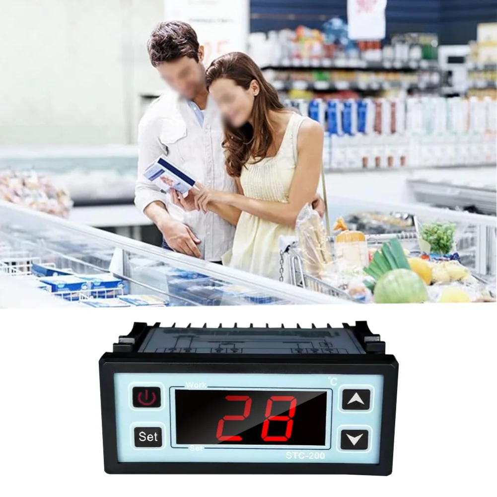 デジタル式温度調節器。給湯器や冷蔵庫に使用可能。設定温度範囲は40～70℃。