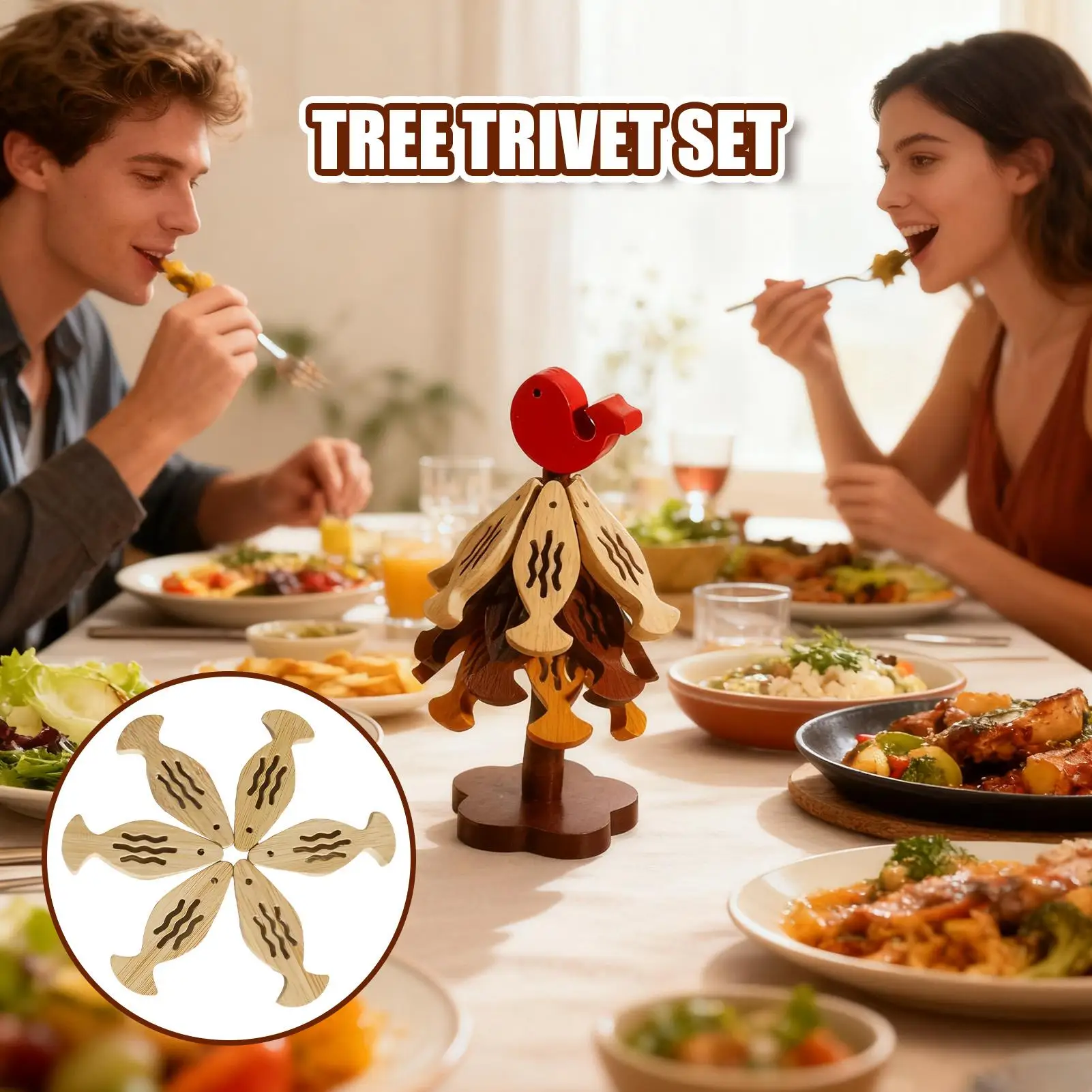 Tree Trivet Set Heat-Resistant Foldable Pot Holders Placemat Christmas Tree Trivet For Pans Bowls Teapots Drinks Plates