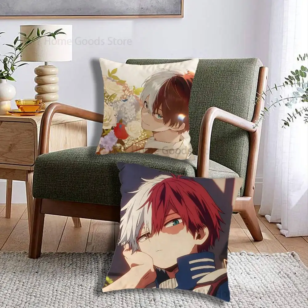 S-Shoto Todoroki Anime My Hero Print Throw Pillow Cover Square Cushion Case for Living Room Bedroom Decor