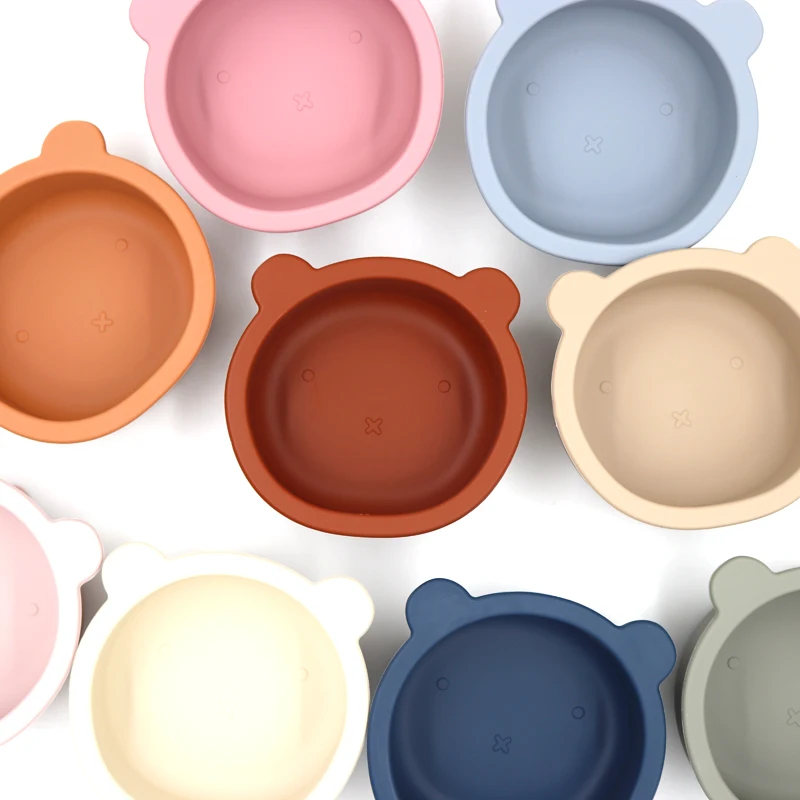 Bear Shaped baby Feeding Bowl Suction Silicone Boy Girl Tableware Cute cartoon 300ml