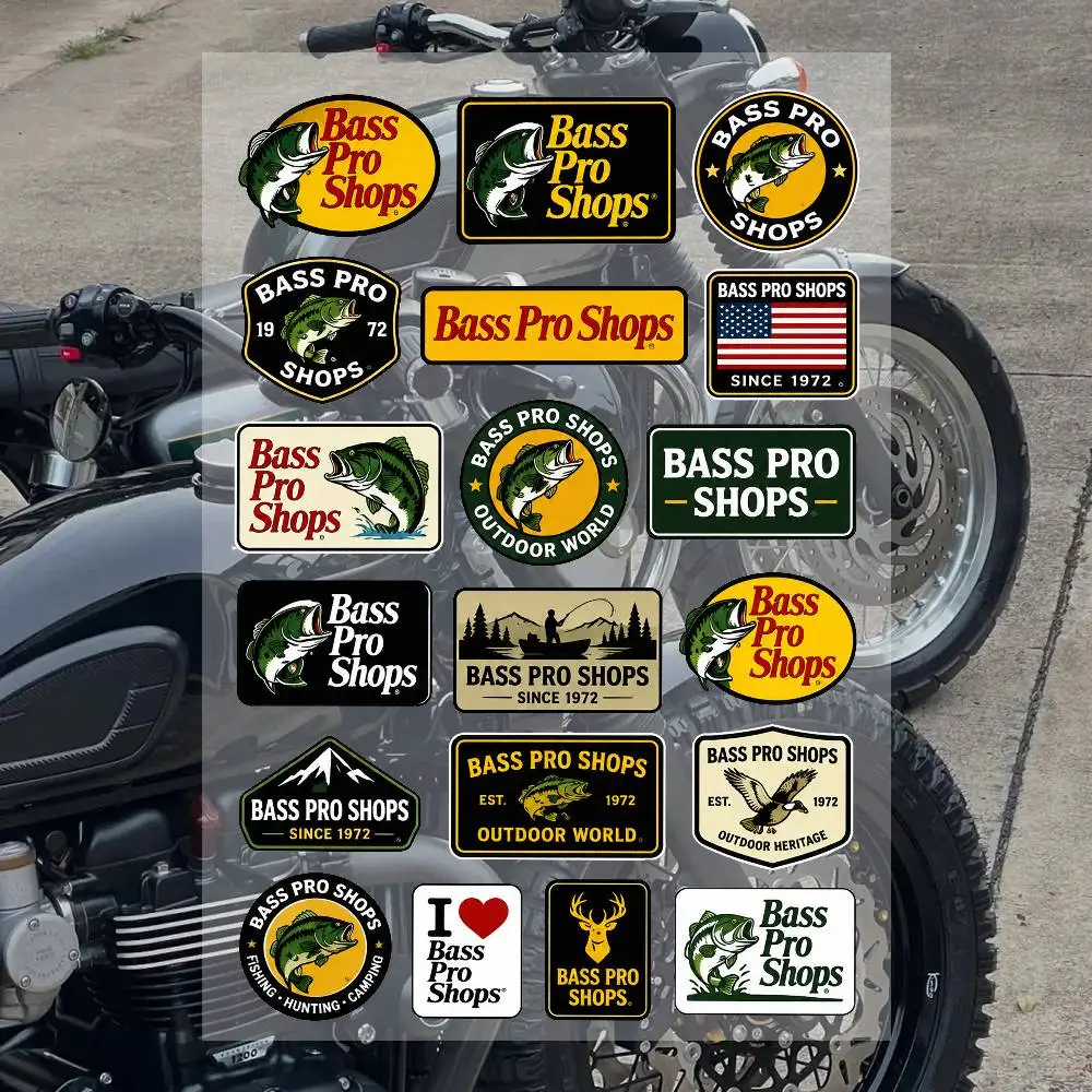 A-bass Pro Shops Racing Motorrad-Aufkleber-Set, wasserdichte Vinyl-Aufkleber für Helm, Motorrad, Auto, Laptop, Skateboard, Gepäck – Detail 1