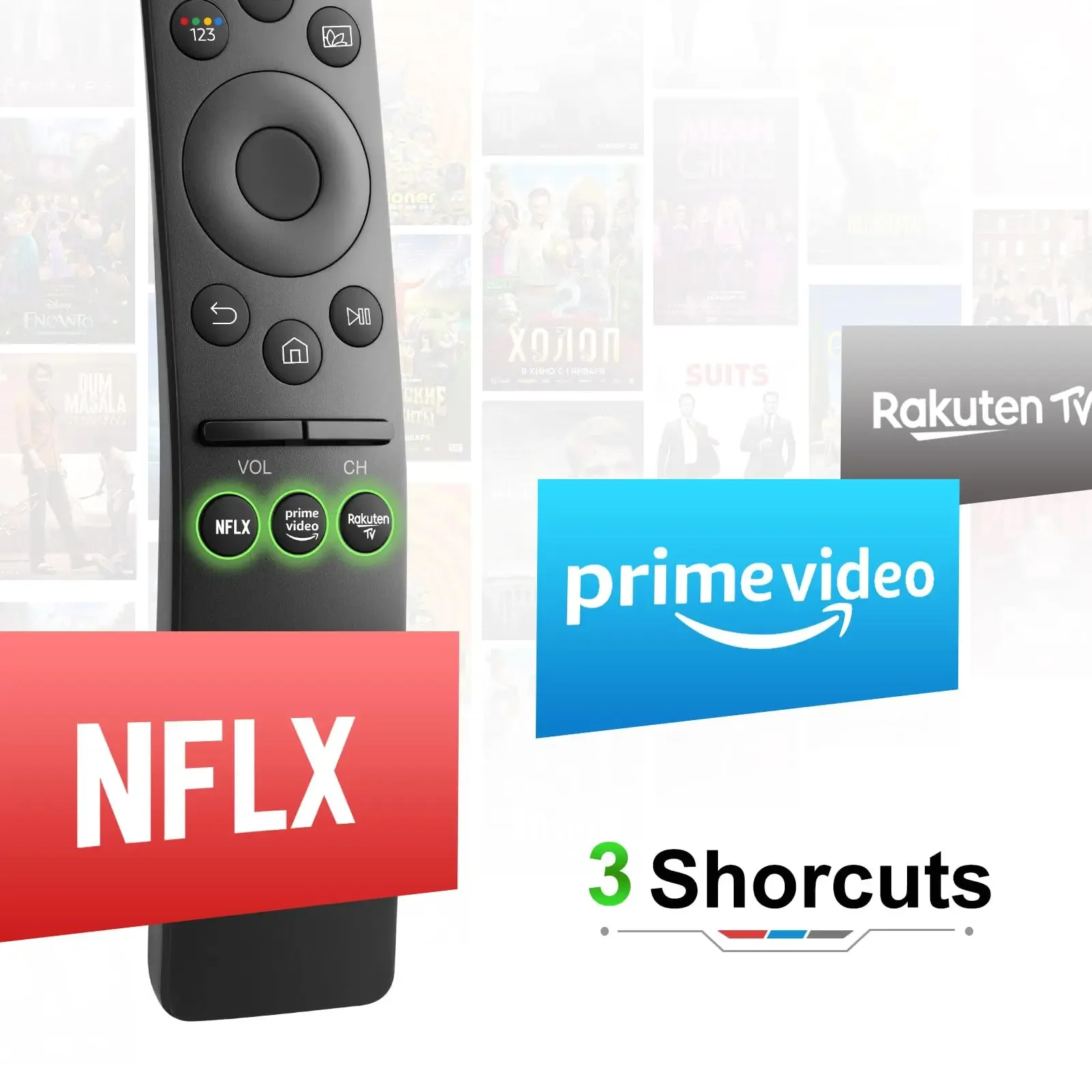 لأجهزة التلفاز الذكية سامسونج الأشعة تحت الحمراء للتحكم عن بعد العالمي LCD LED UHD QLED 4K 8K HDR مع زر تلفزيون Netflix Prime Video Rakuten