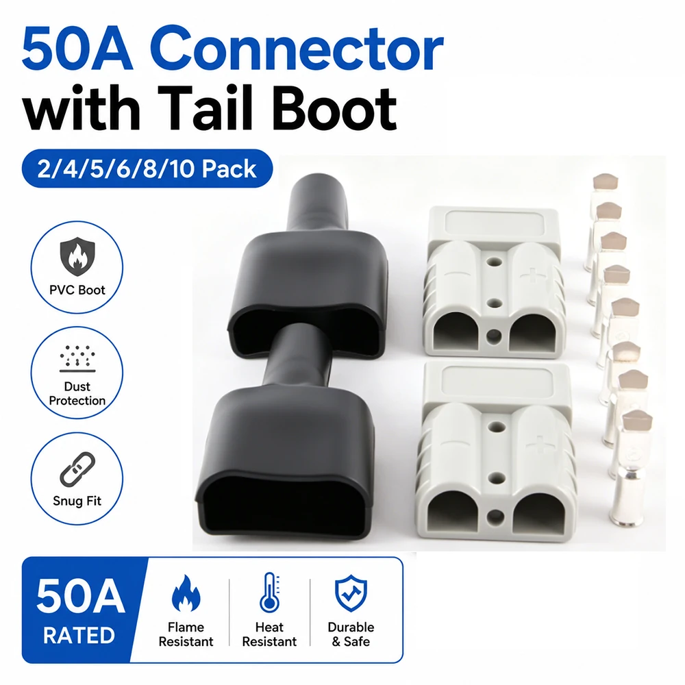 50A Plug Kit Quick Connector 50A With Rubber Protective Tail Sheath 2-10Pcs Battery Quick Disconnect Connector Plug