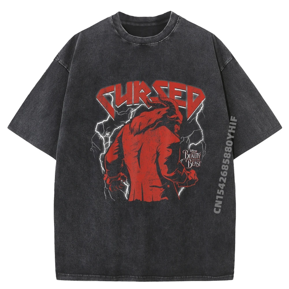 

Beauty The Beast Cursed Oversized T-shirt Man Mother Day Casual Tops Tees Funny Luxury Designer Casual Washed Tee Shirt Female
