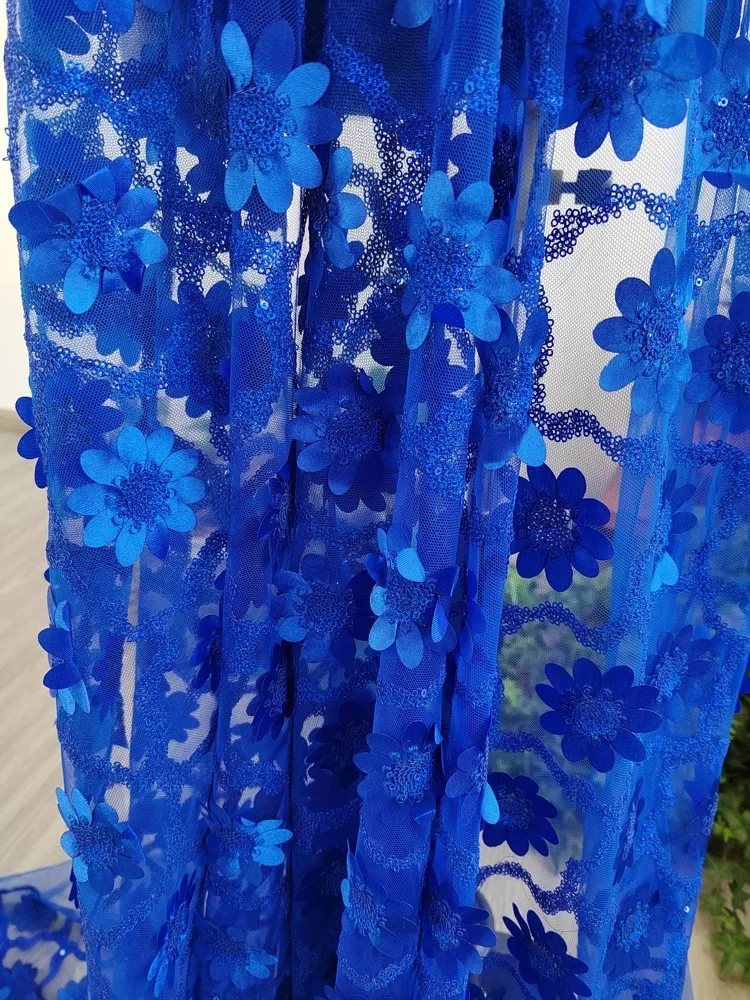 High-quality laser 3D embroidered sequin mesh fabric, African lace fabric, Nigerian Swiss lace fabric, wedding dress fabric