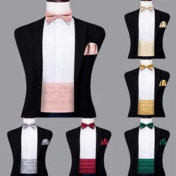 Hi-Tie rot rosa beige Seide Herren Kummer bunds Vintage Jacquard Fliege Taschentuch Manschetten knöpfe Kummer bund Gürtel Korsett für männliche Hochzeit Abschluss ball