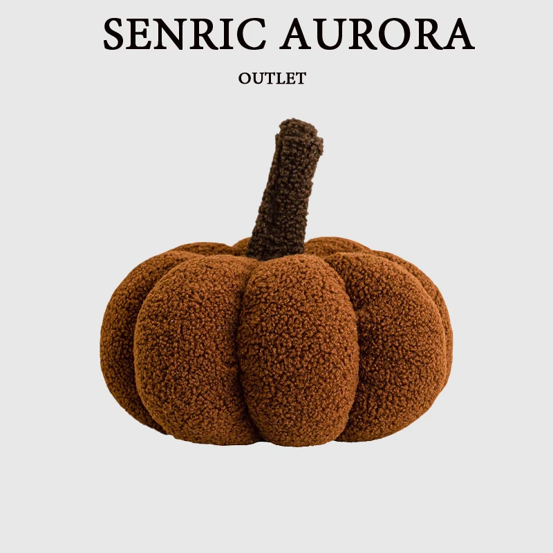 Jacquard Caramel Cushion Cover Modern 28cm Brown Thick Handled Pumpkin Design Pillow For Bed Sofa Living Room
