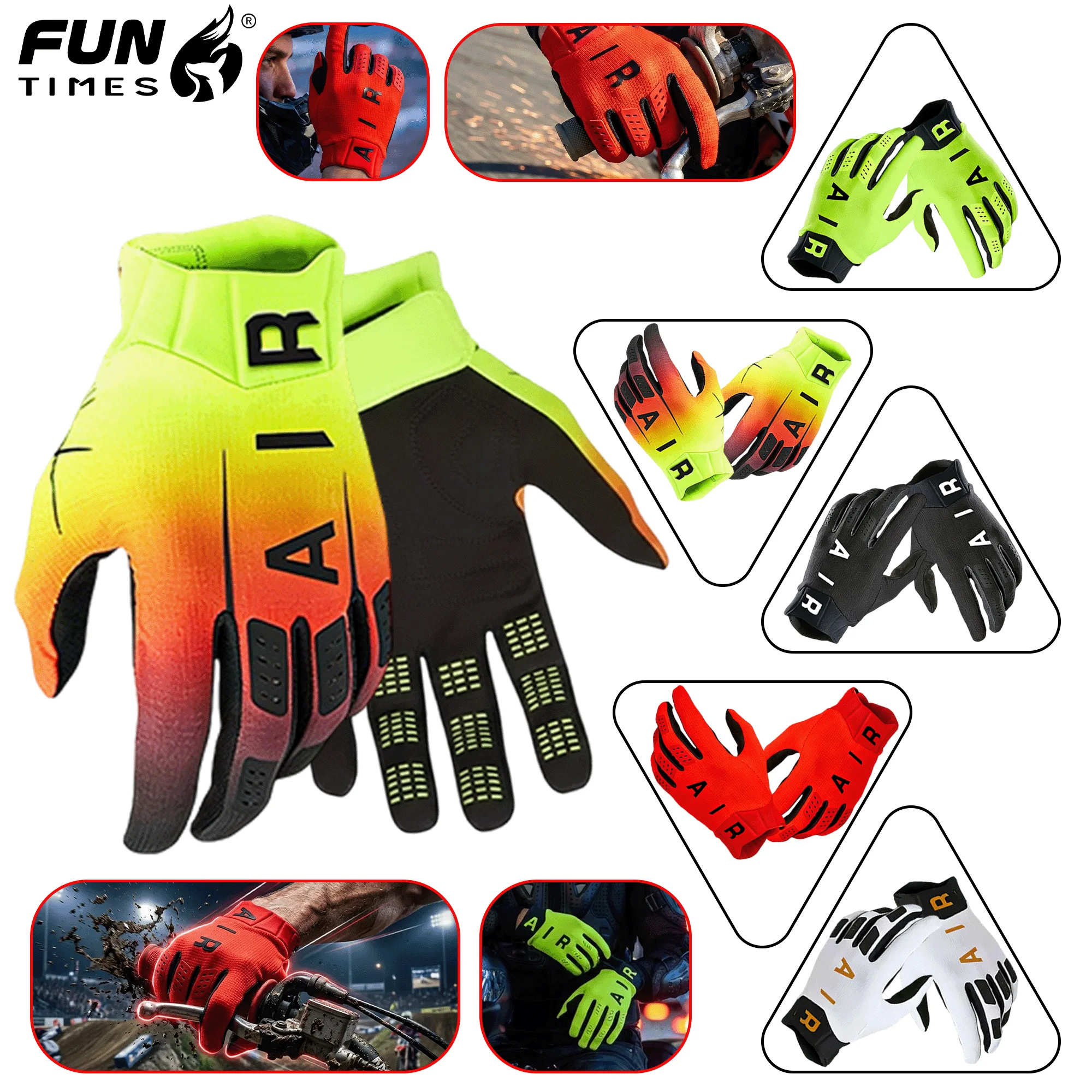 AIR Racing 6 Colors Men Motorcycle Gloves Touch Screen Mountain Bike Mtb Gloves Full Finger Motocross Racing Protective Gloves