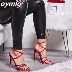 2022 new pointed buckle strap stiletto sandals women's large size 43 word strap fashion sandals slippers women shoes high heel