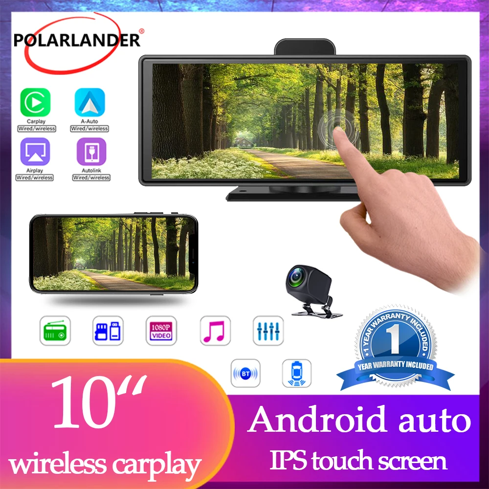 

Car Monitor Built-in DVR WiFi 1080P T94 10" Smart Widescreen 4k HD Wireless Carplay Android Auto ADAS AHD camera Bluetooth 5.0