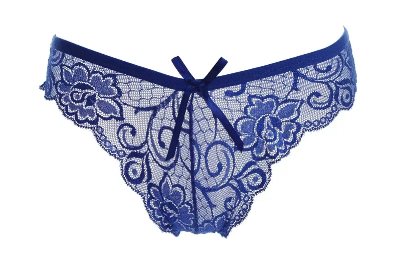 Ropa Interior Sexy para mujer, Tanga de encaje con lazo y flores, lencería sexual