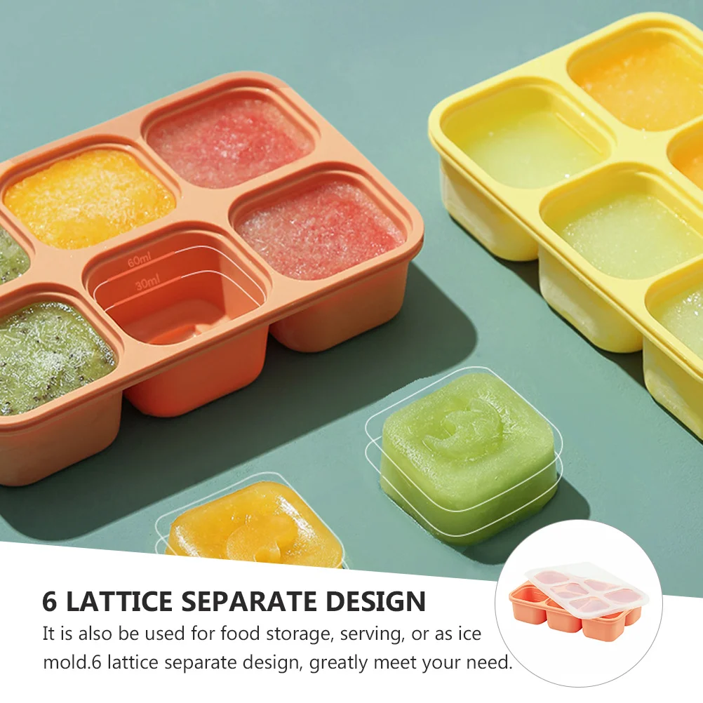 

Set of 6 Lattice Silicone Food Containers Baby Food Storage Dishwasher Safe Freezer Crisper Ice Cube Tray Silicone Crisper