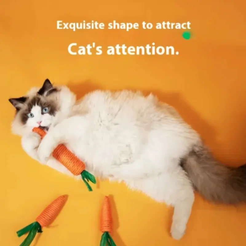 Fun Cat Teething Stick Sound Carrot Cuddle Toy Anti-Bite Scratch Board Pet Supplies for Interactive Entertainment