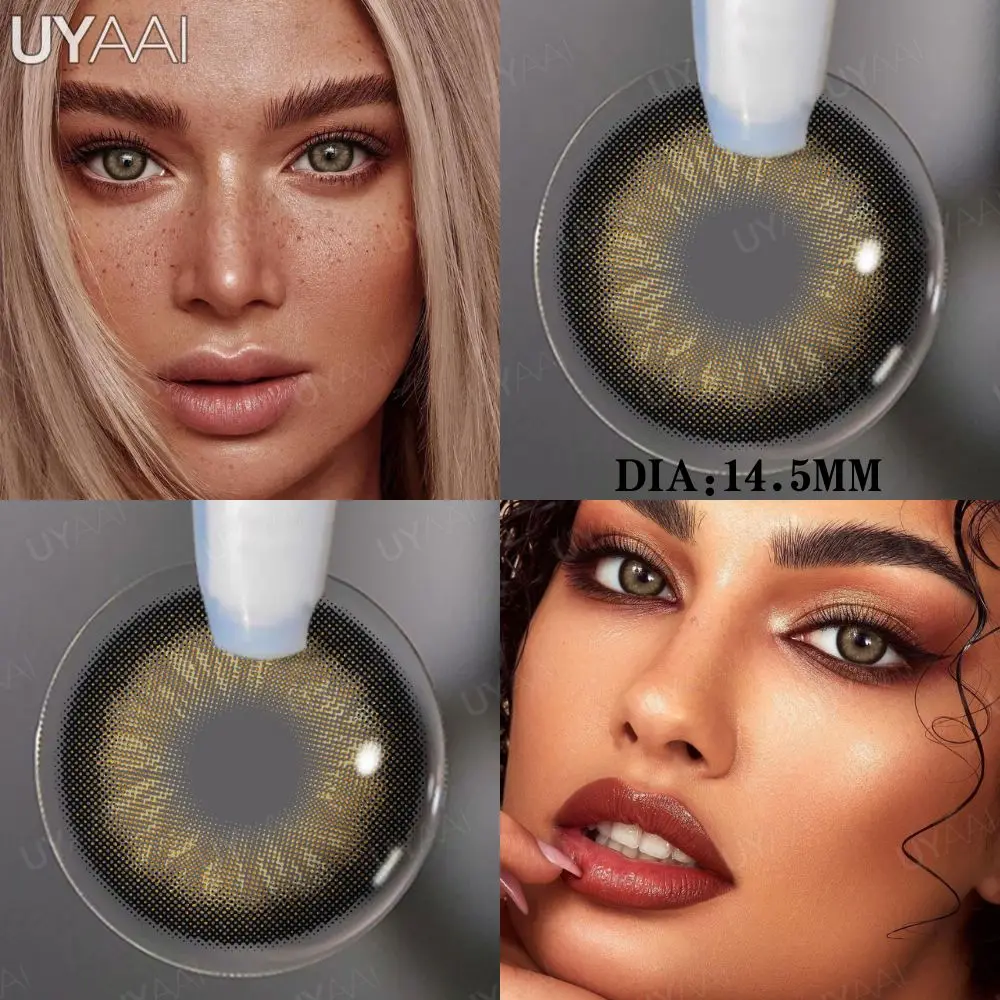 UYAAI 2Pcs Black Swan Series Natural Colored Contacts Lenses For Eyes Brown Eyes Yearly Makeup Gray Contact Lenses Beauty Health