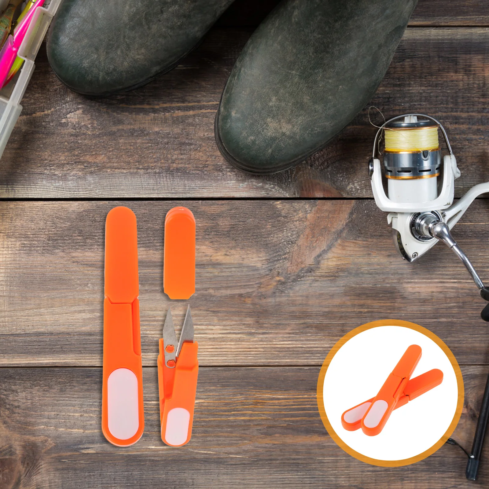

1 set Fishing Line Mini Scissors Orange Color Portable Safety Clippers Craft Tool Kit Durable Plastic Crossstitch Hunting
