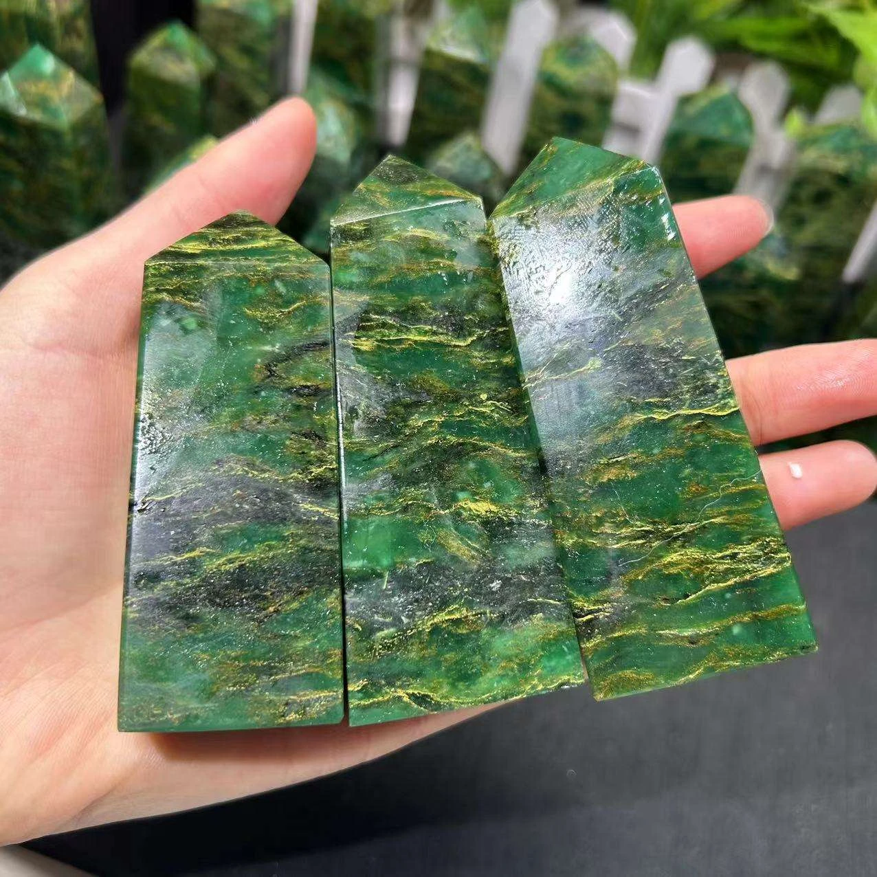 Natural Emerald Green Beryl Crystal Point Obelisk Polished Tower With Matrix Reiki Heart Chakra Healing Home Decor Gift