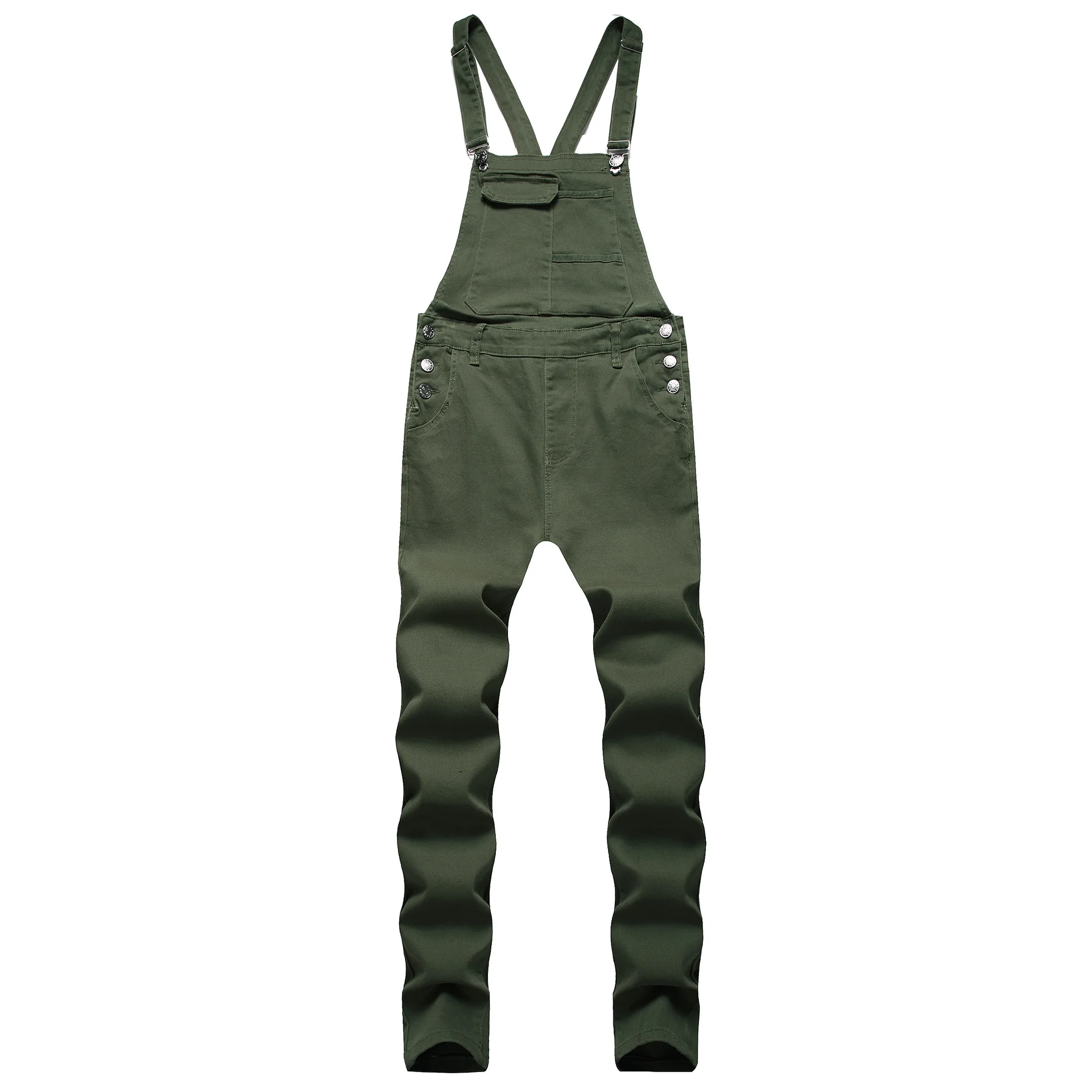 New Men's Denim Overalls Ripped Slim Casual Multi-pocket Men's Pants Tide