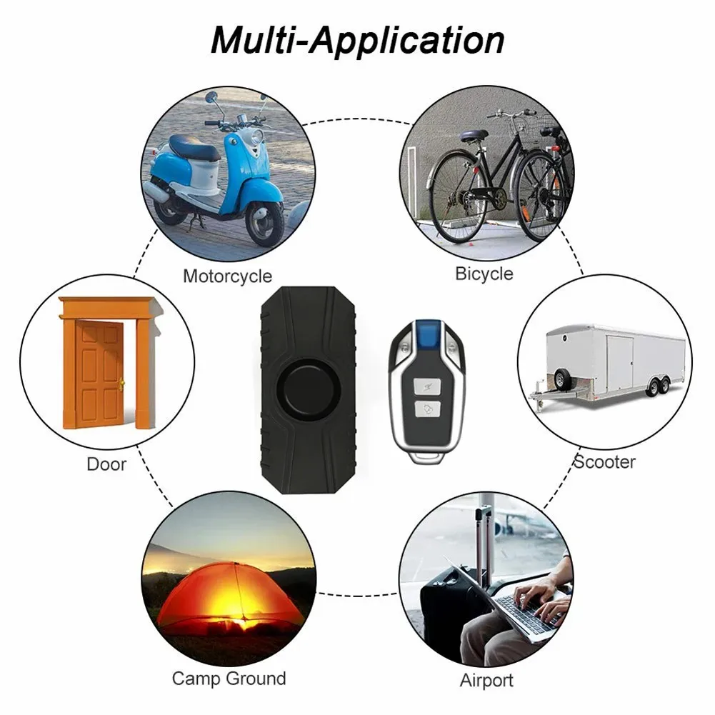 Wireless Bicycle Alarm Remote Control Motorcycle Electric Bike Detector Anti Lost Security Sensor 7 Level Sensitivity Alarm