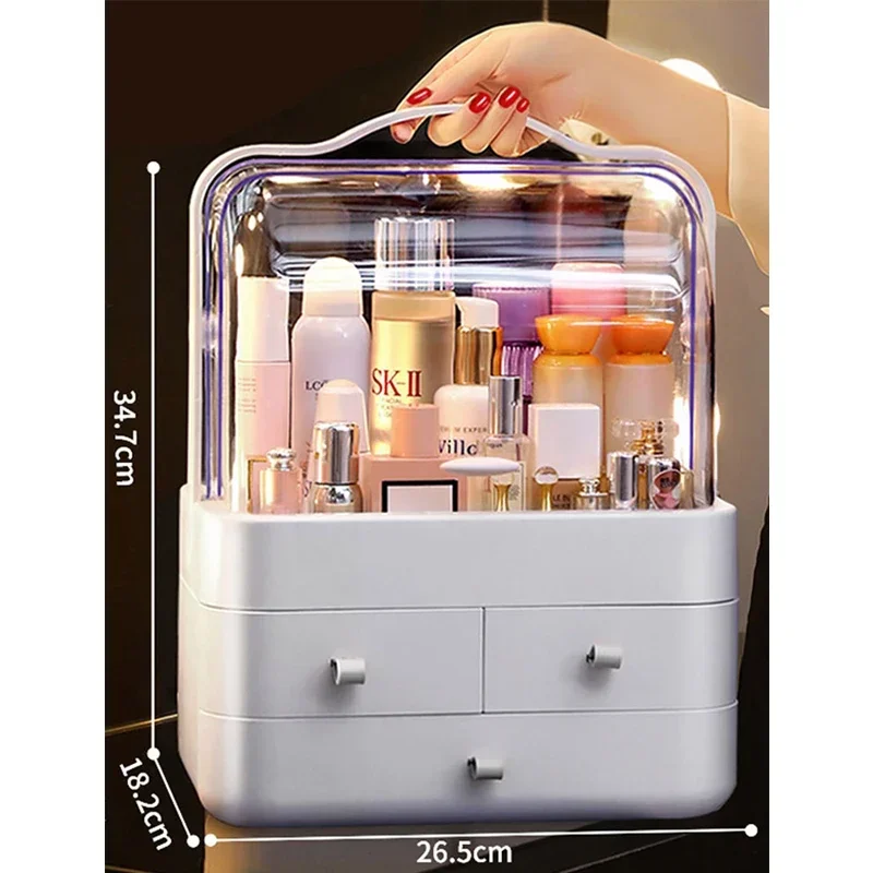 Makeup Organizer Cosmetics Beauty Storage Box For Girls Waterproof Dustproof Large Capacity Makeup Storage Box