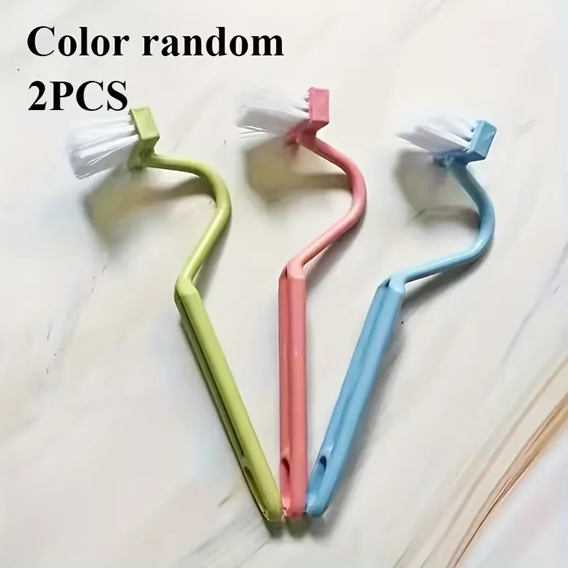 2pcs Toilet Cleaning Brush Small Toilet Brush Bent Handle Sanitary Brush Bathroom Plastic Brush Small Corner Cleaning Brush
