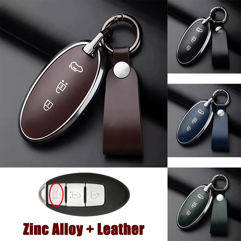 Etui-porte-cles-de-voiture-en-cuir-et-alliage-de-zinc-housse-pour-nissan-titan-rogue-qashqai-f15-note-370z-leaf-cube-quest-march-micra-k13-juke