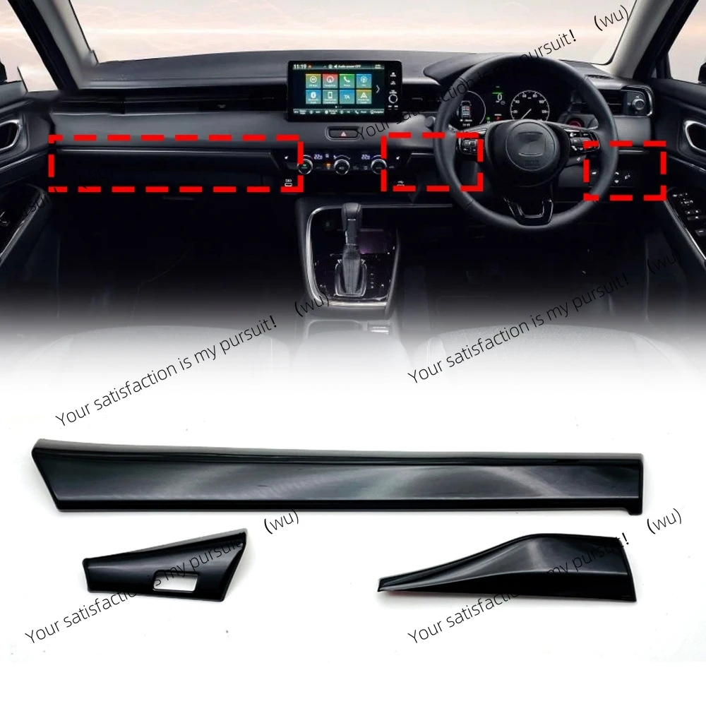 3-Pack for Honda HRV HR-V Vezel 2021 2022 RHD models Glossy center console dashboard trim