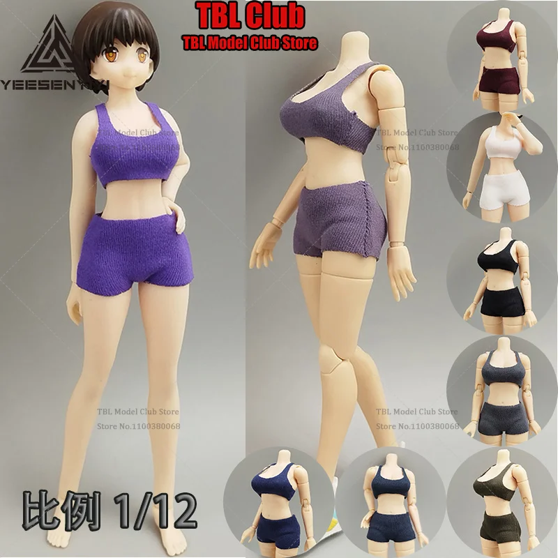 

YEESENYIYI 1/12 Scale Tank Top Flat Corner Shorts Summer Girl Sports Fitness Set For 15cm BJD 6-inch Dolls Action Figure Soldier