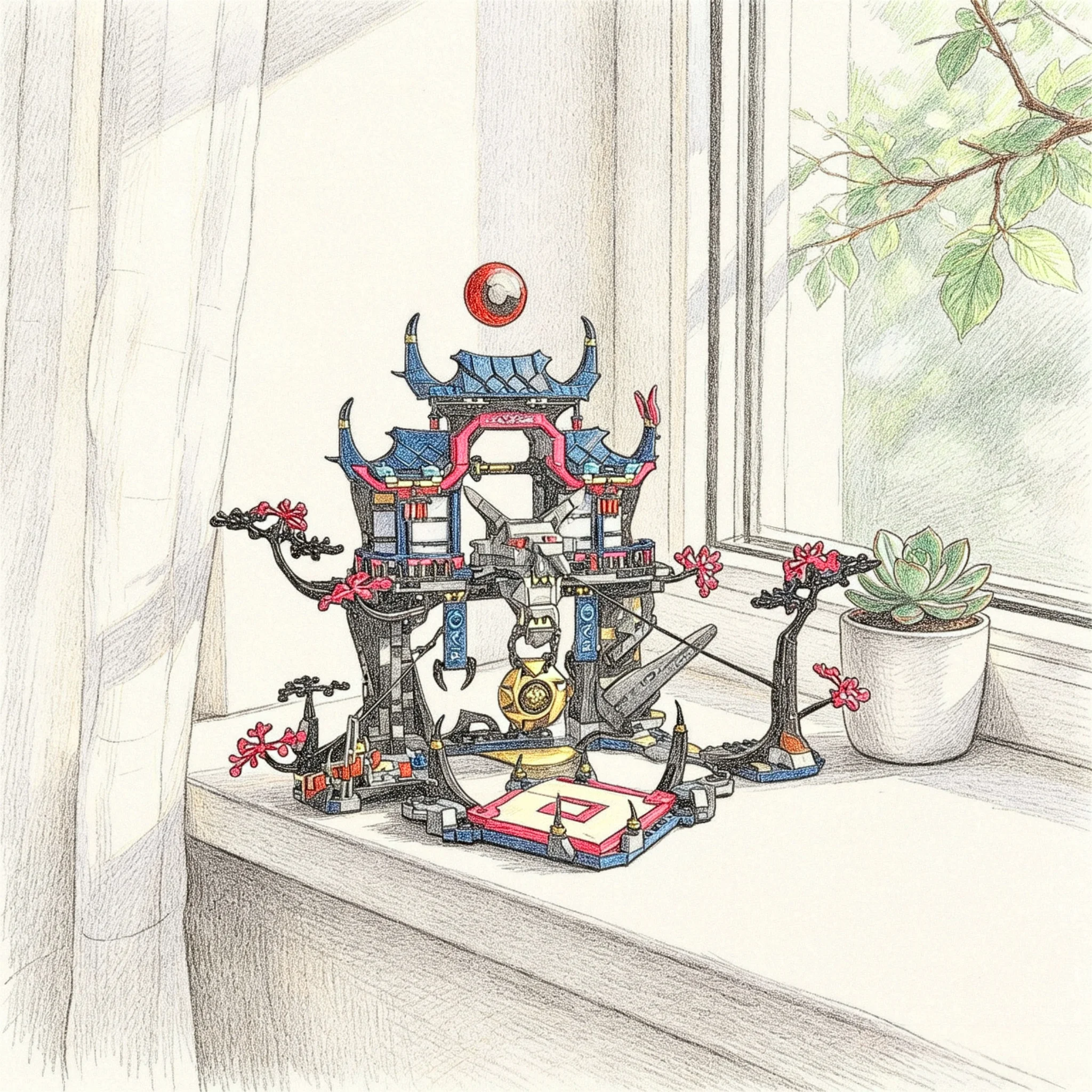 

Wholesale hot-selling high-detail architectural series style shadow dojo temple building blocks ninja castle brick model