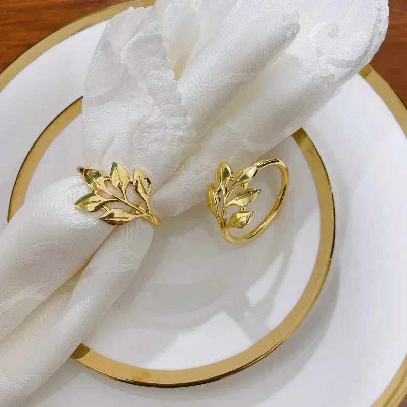 1pc Gold Leaf Napkin Rings Fall Napkin Holder for Hotel Wedding Dinnig Table Decoration Napkin Buckles