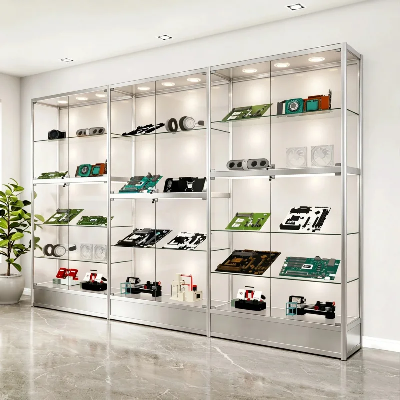 custom.Professional Vertical Glass Display Cabinet - Multi-layer industrial display cabinet，Suitable high-end commercial ret