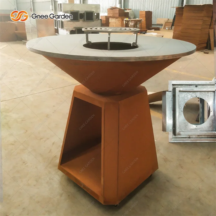 Modern Powder Coated Commercial Camping Charcoal BBQ Grill with Corten Steel Construction