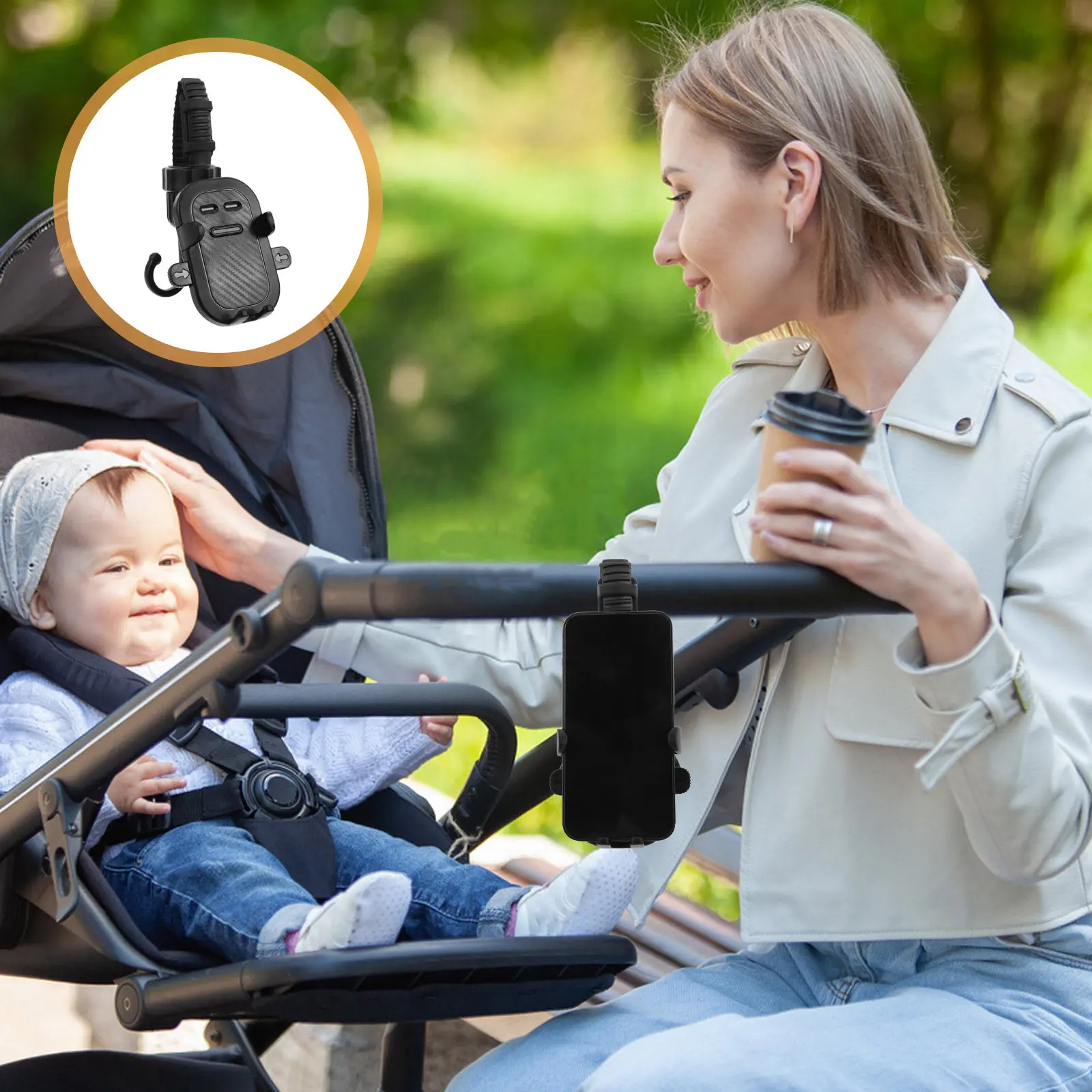 Universal Baby Stroller Phone Holder Hook Bag Organizer Clamp for Shopping Carts Pushchairs Scooters Stroller Accessories