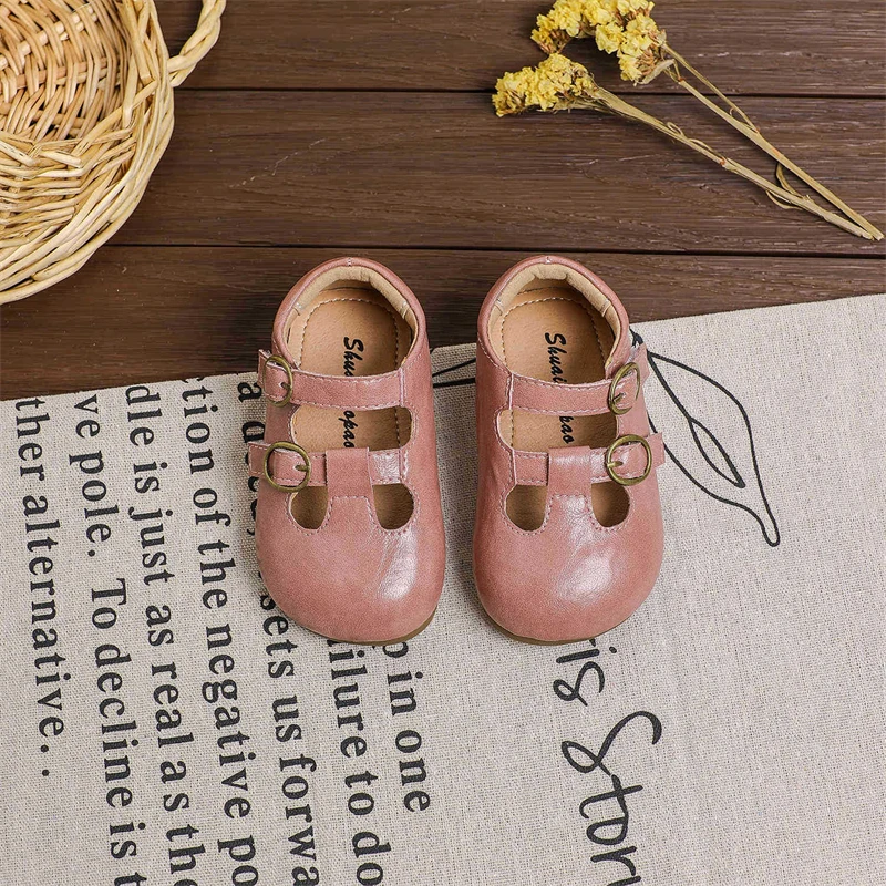 Baby Girls Leather Shoes Spring Autumn Children Princess Shoes Non-slip Soft Sole Toddler Kids Casual Lightweight Shoes