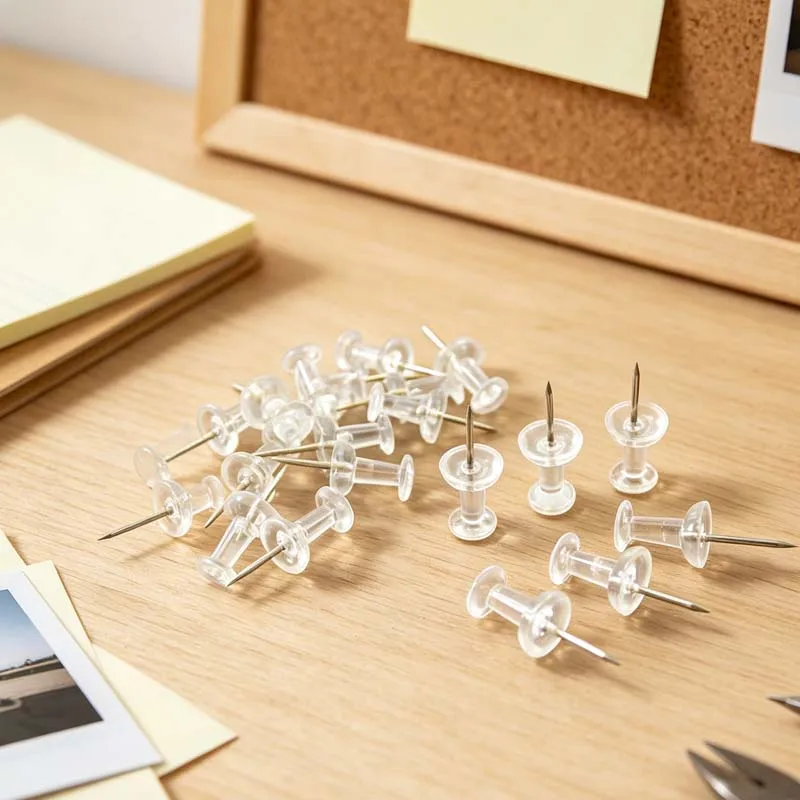 20/50/100pcs Transparent Plastic Push Pins Reusable Rust Resistant Sharp Point Thumb Tacks for Classroom Office Supplies
