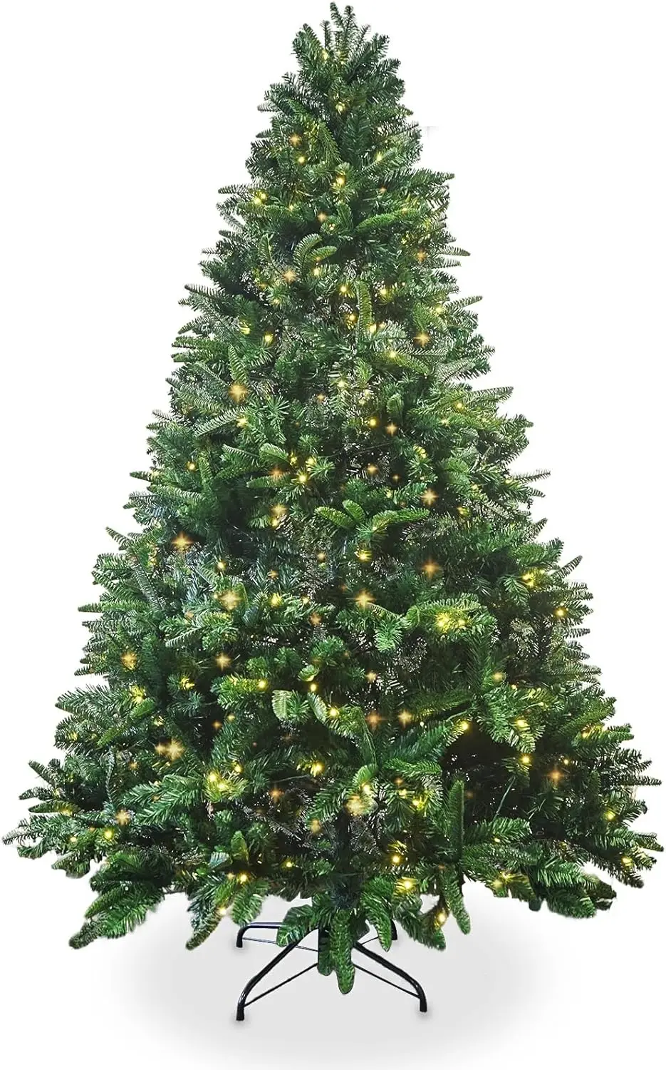 

7ft Pre-lit Artificial Christmas Tree with 1376 Branch Tips & 420 Warm White Lights Automatic Xmas Tree with Metal Base Premium