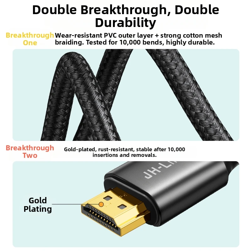 JH-LINK Premium HDMI 2.0 Cable 4K@60Hz HDR 3D High Speed Cord For Home Theater Gaming Office Presentation