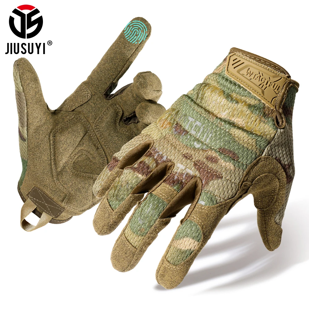 Guantes tácticos con pantalla táctil para hombre y mujer, manoplas de combate de camuflaje para deportes al aire libre, senderismo, caza, ciclismo,