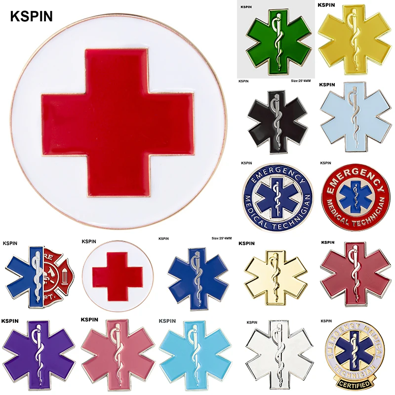 Colorful  Star of Life Nursing Ambulance Lapel Pin Badge Pin EMT EMS Blue Enamel Pins Brooch Badges XY0573