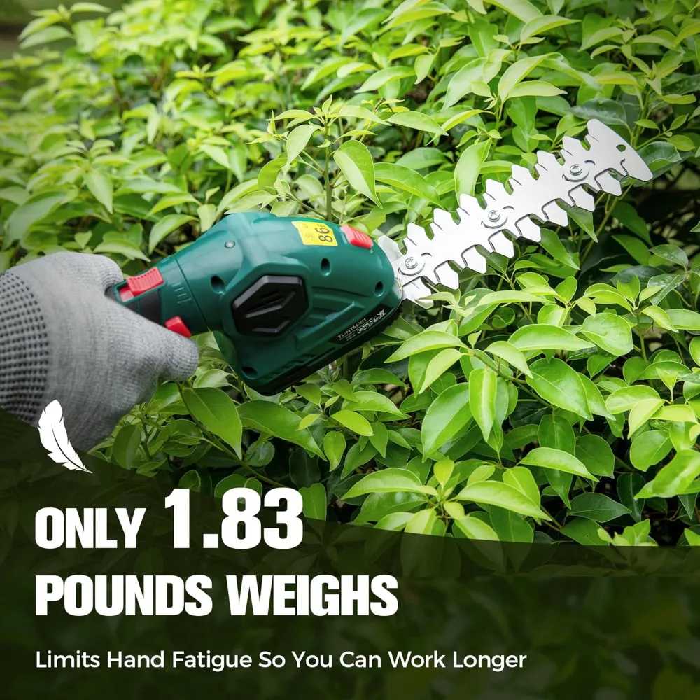 

Hedge Trimmer, Cordless Grass Shear & Electric Shrub Trimmer - 2 in 1 Handheld Grass Cutter, Hedge Shear for Garden, Lawn