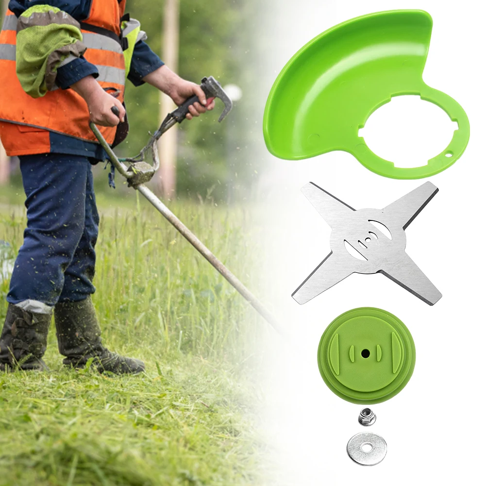 

Plastic Cover and Saw Blade Set Grass Guard Baffle Metal Grass Trimmer Head Blade Plastic Cover Garden Power Tools Attachment