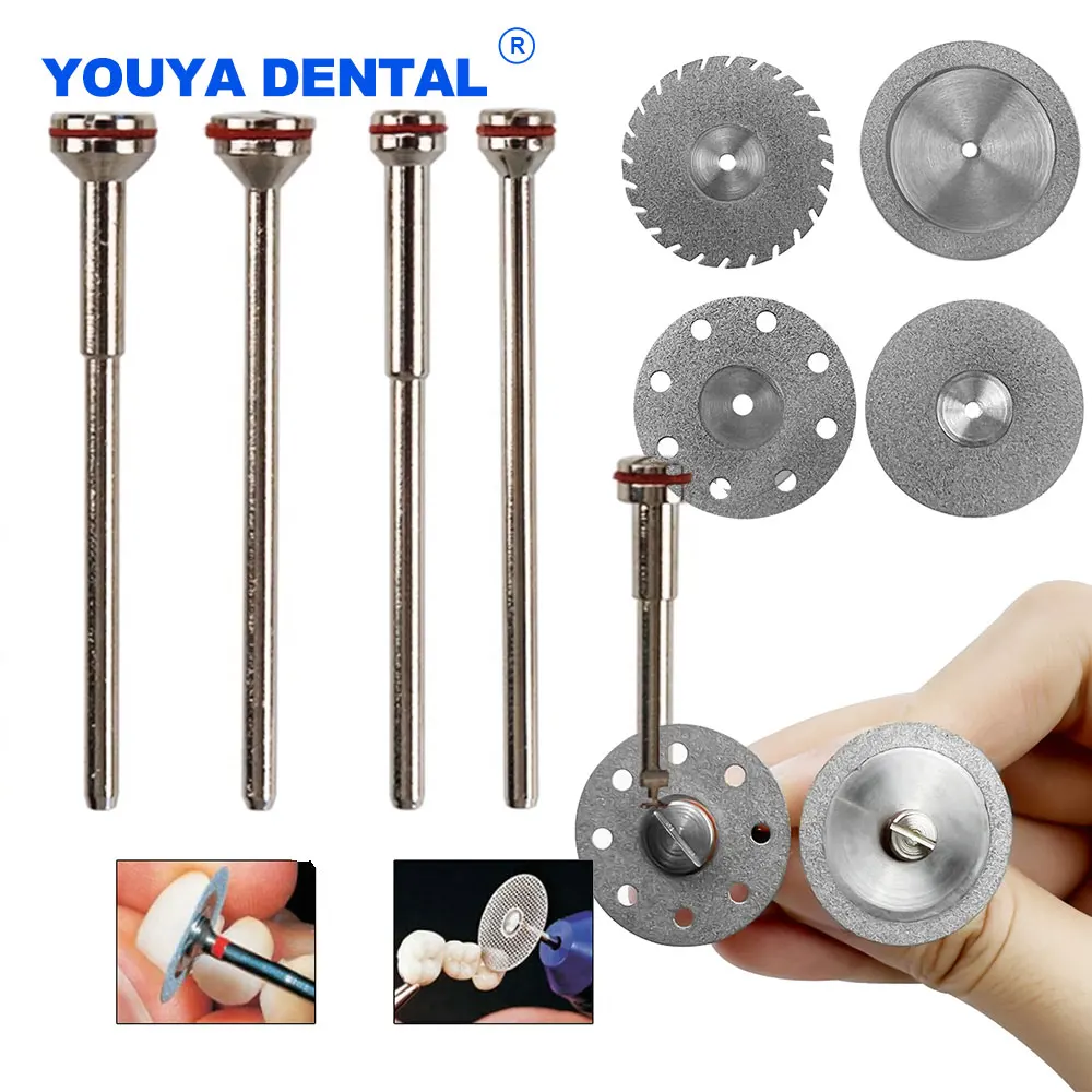 Dental Ultra-thin Polishing Diamond Discs Double Sided Sand Porcelain Cutting Disc Shank Mandrel Burs Polisher Shank Rotary Tool