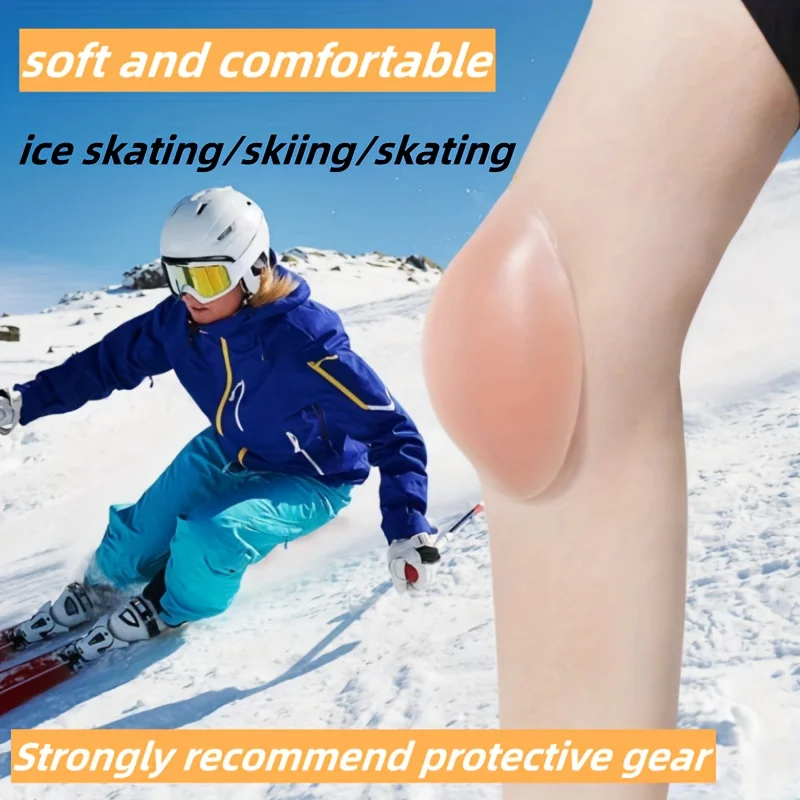 2pcs Silicone Inner Wear Skiing Protective Gear, Knee Protection Pad, Skiing & Skating Equipment, Knee Pads, Elbow Pads